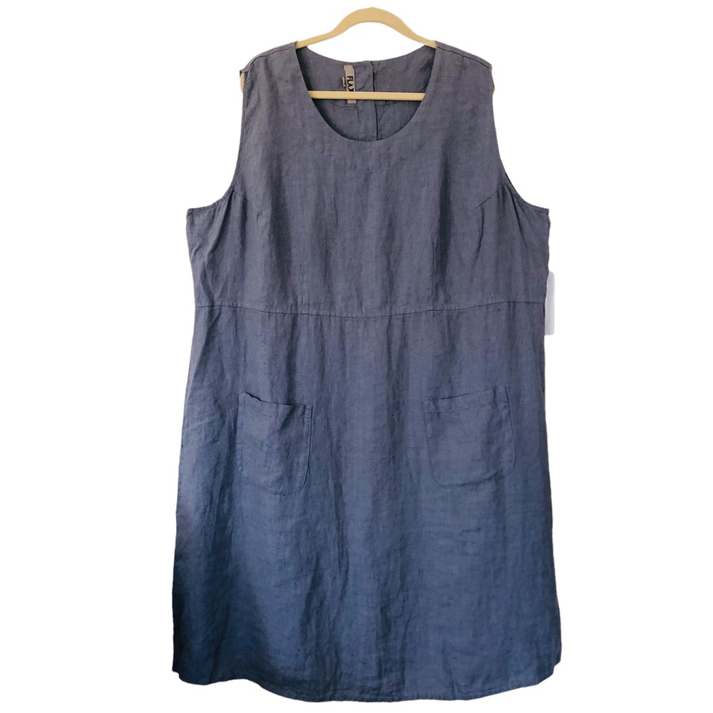 FLAX Dress Jumper 100% LINEN Pockets 3X Modest